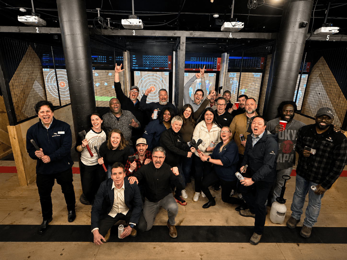 Group celebrating at AXED @ The Bunker